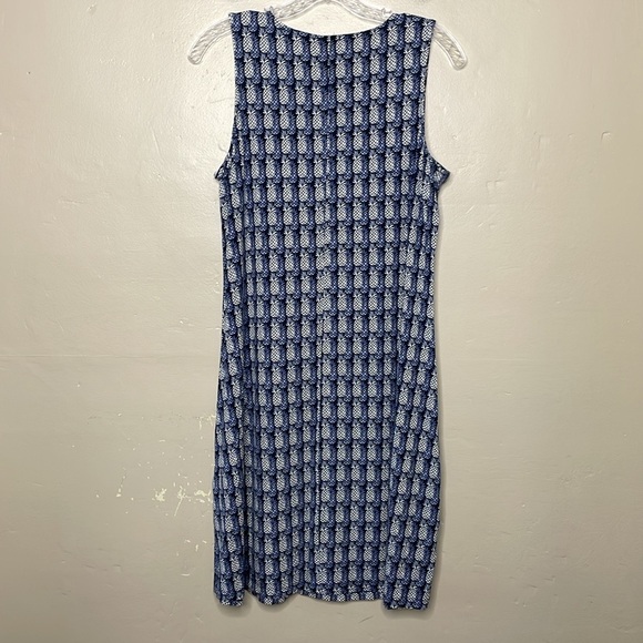 CHICO’S Casual Dress Blue & White Pineapple Pattern Sleeveless Popover Small - Picture 11 of 12